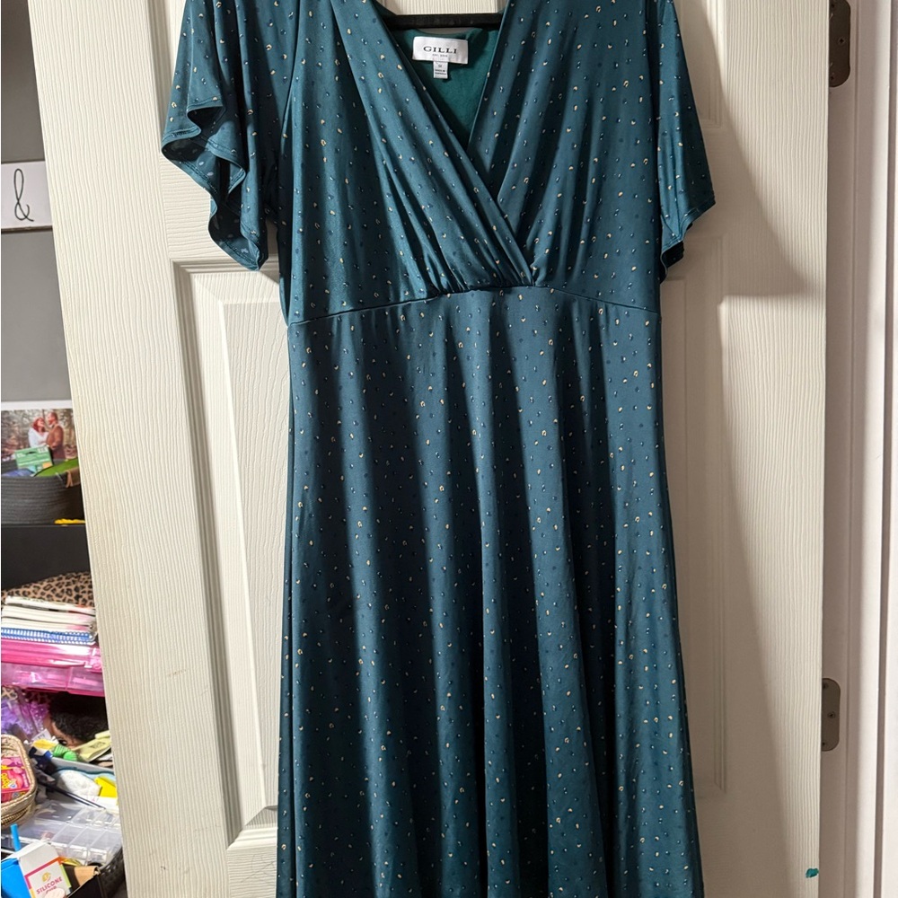 Gilli Teal Dress with Gold Accents